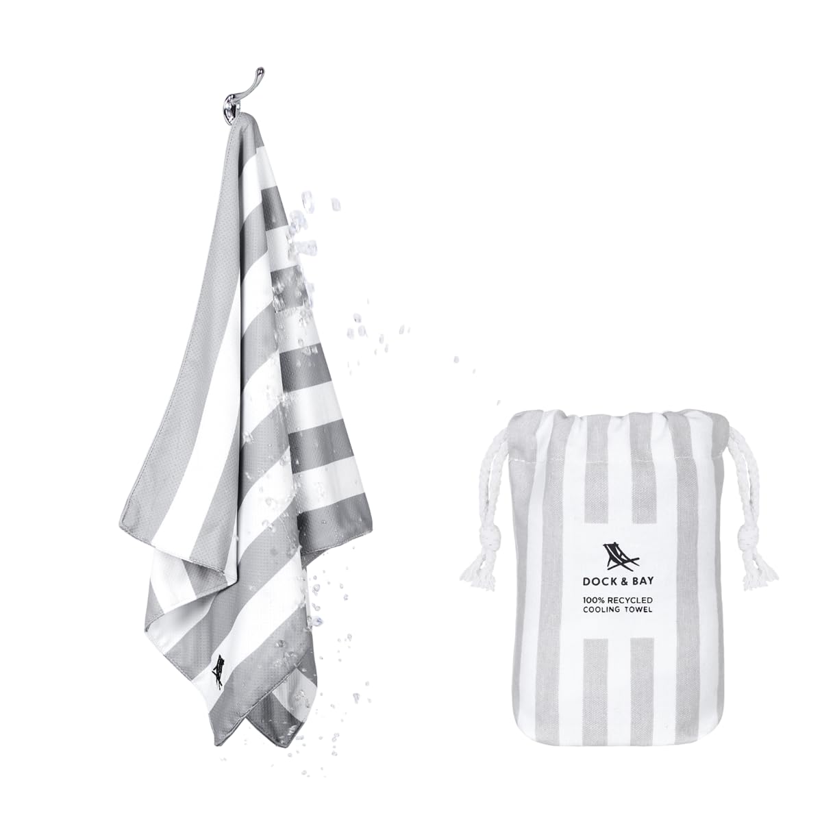 Dock & Bay QuickCool Kühlhandtuch - Für Workouts & Sport - Kühlt auf 15°C - Inklusive Tasche - 25 x 12/ 63x29cm - Goa Grey