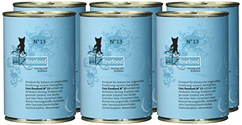 catz finefood N° 13 Hering & Shrimps Feinkost Katzenfutter nass, verfeinert mit Kürbis & Aloe Vera, 6 x 400g Dosen