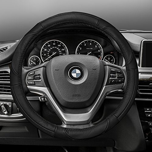 Fh Group Fh2002Black Universal Fit Deluxe Full Grain Authentic Leather Black Steering Wheel Cover Fits Most Cars, Suvs, And Trucks #TOP10