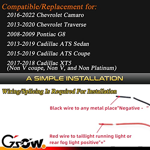 Image of LED Rear Bumper Reflector Lights for Chevrolet Camaro 2016-2024, Traverse 2013-2020, Red Rear Brake Tail Lamps Smoked Lens, 2 PCS