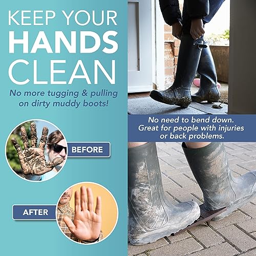 HEFTMAN Stiefelknecht aus Gusseisen - Robuster, rustikaler Gummistiefel-Entferner aller Stiefeln und Gummistiefeln - Korrosionsbeständiger Stiefelzieher mit Stiefelabstreif-Rillen (1 kg)