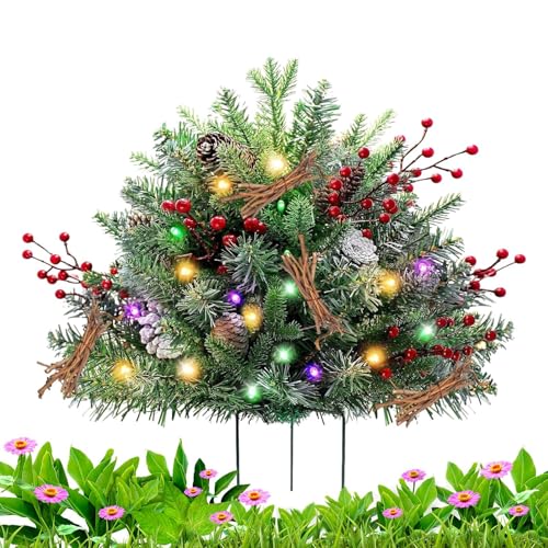 Heixuaon クリスマスプランター玄関用 | 人工プランターブッシュ 三脚スタンド付き,ホリデーパーティーグッズ 学校寮オフィスお祝い冬墓地用 | 屋外装飾フィラー