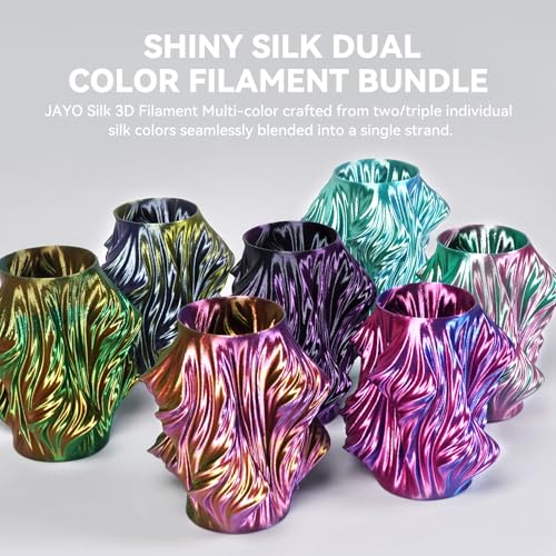 Image of JAYO Silk Dual & Tri-Color PLA Filament 1.75mm Bundle, Multi-Color Shiny 3D Printer Filament Set, Smooth Glossy Finish, Easy to Print, No Clog, 250g Spool, 8 Rolls, 2kg in Total