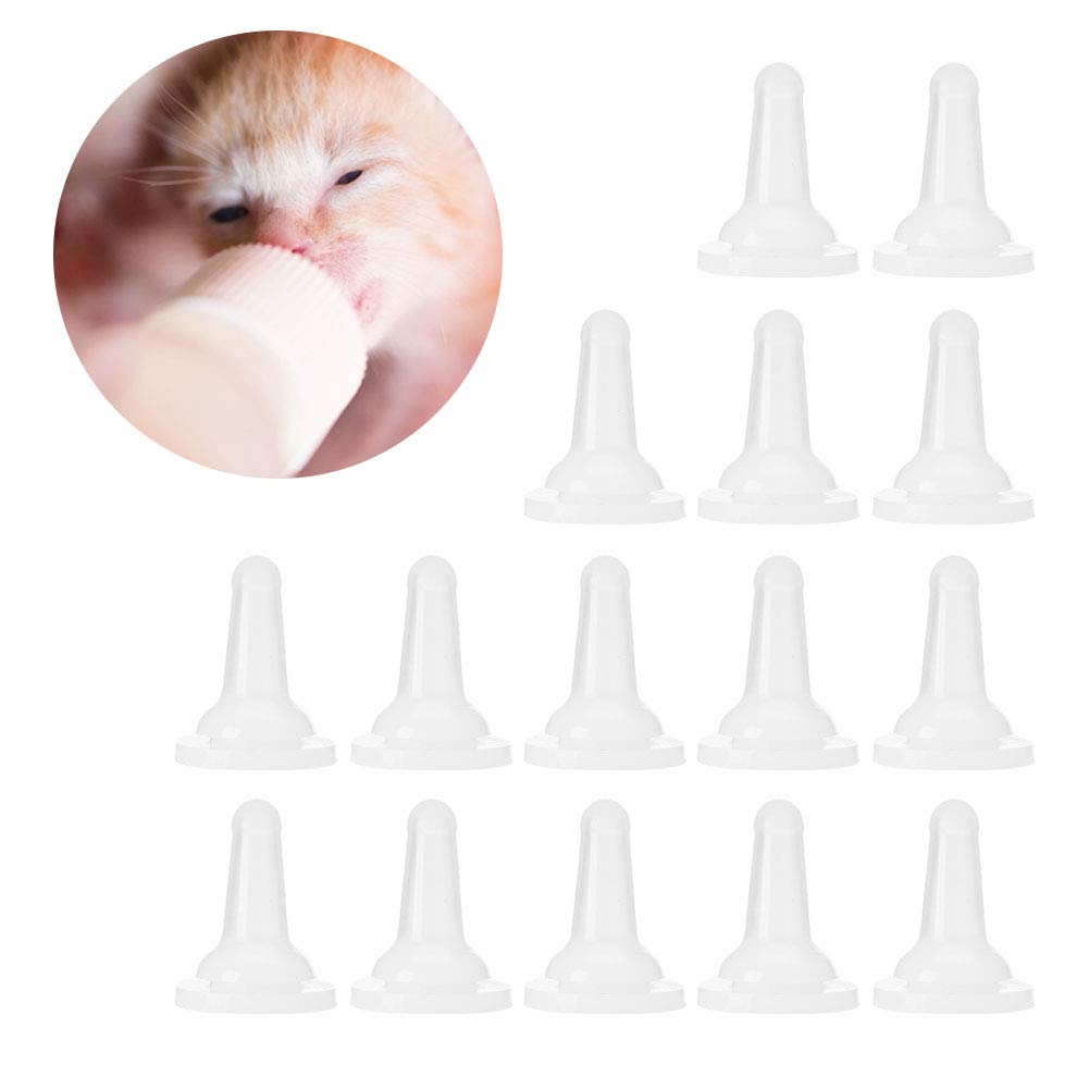 Pet Feeding Bottle Nipple, 15Pcs Silicone Baby Cat Dog Milk Nursing Bottle Nipple, Soft Nurse Feeding Bottle Feeder Nipple Accessory, for Dog Puppy