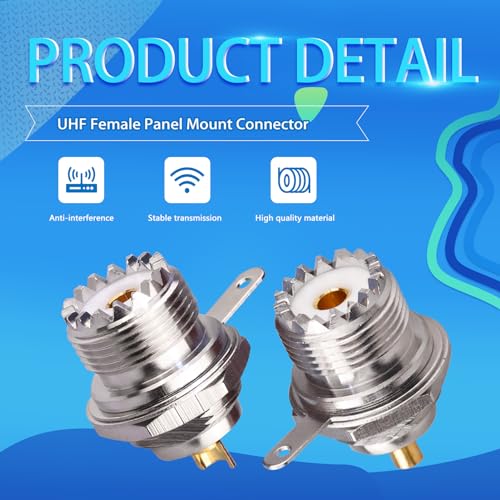 TUOLNK Conector coaxial UHF SO239 hembra x2 para antena miniatura 3