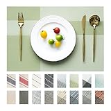SUMYMERY Placemats Set of 4 Vinyl/Plastic Woven Place Mats for Kitchen Table Indoor/Outdoor Washable Placemat Wipeable Dining Table Mats (Green Cube,4)