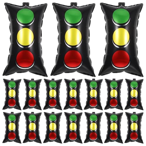 BESPORTBLE 20 Globos de Aluminio Forma de Semáforo Colores Rojo y Verde 20 Piezas para Decoración de Fiestas Infantiles Globos Temáticos para Cumpleaños de Coches y Vehículos de