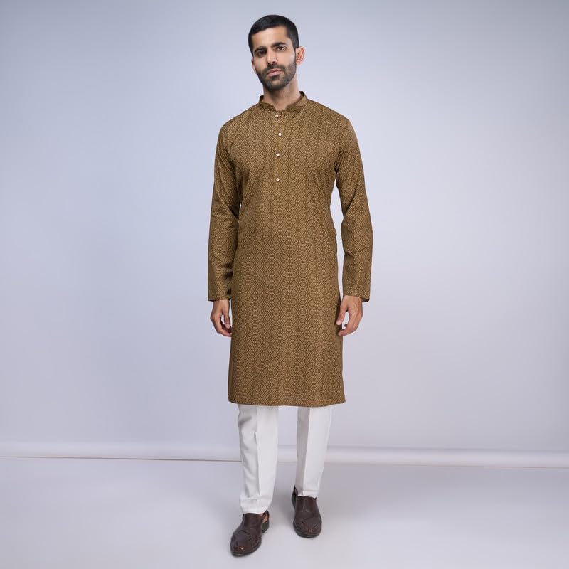 Image of BELLAZO Men's Premium Cotton Printed Regular Kurta | Stylish Kurta for Weddings /Festivals