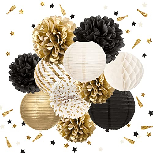 NICROHOME Lot de 12 pompons en papier de soie à suspendre pour décorations de remise de diplôme, mariage, anniversaire, fête prénatale, anniversaire de mariage Cover