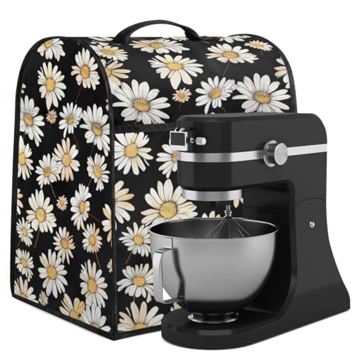 Coffee Maker Cover Black Daisy Flower Kitchen Appliance Covers Small Appliance Covers Blender Cover Juicer Cover Dust Covers for Kitchen Appliances with Top Handle and Pockets,Washable,B544