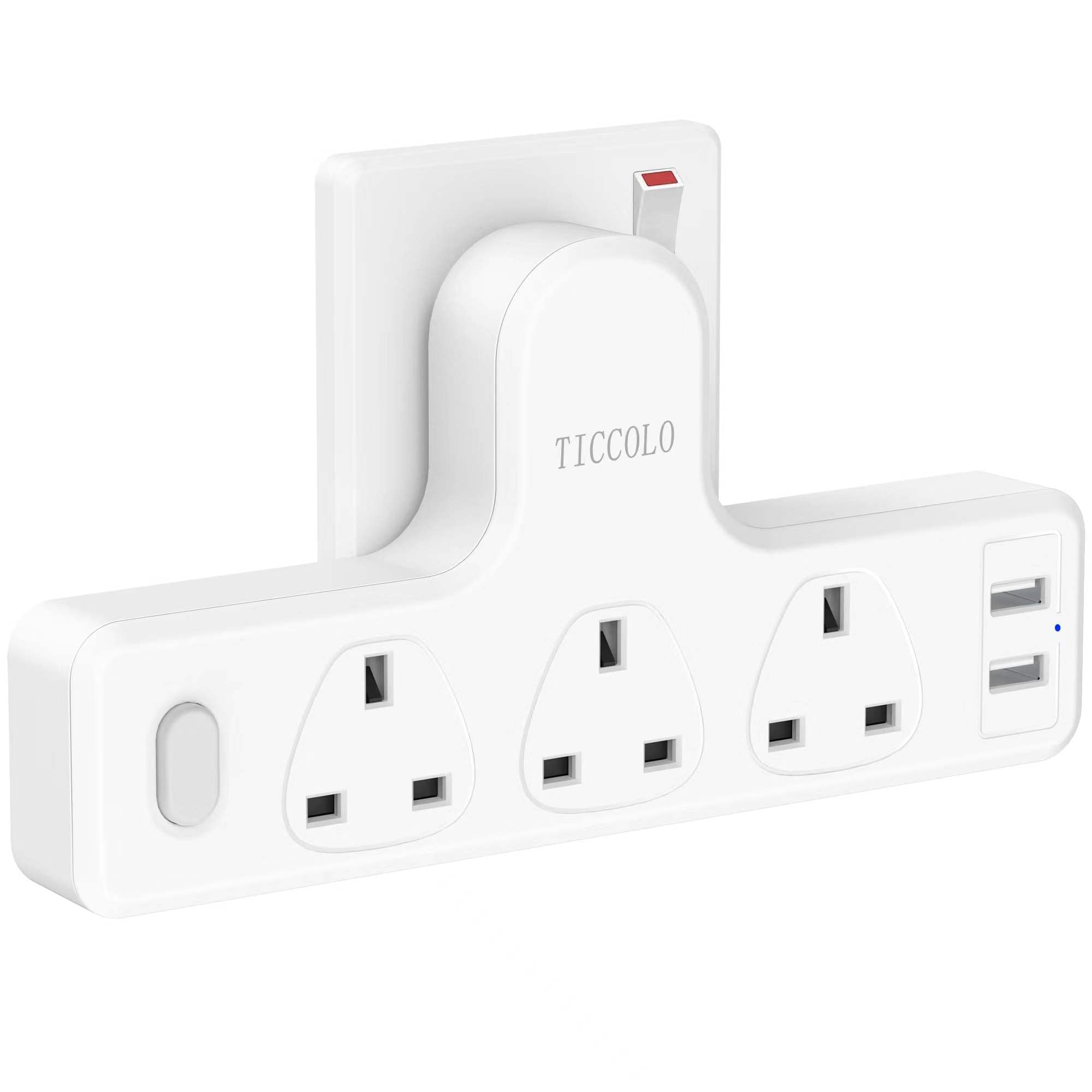 Buy TICCOLO 3 Way Plug Adapter UK Multi Plug Extension With Double USB buy-ticcolo-3-way-plug-adapter-uk-multi-plug-extension-with-double-usb