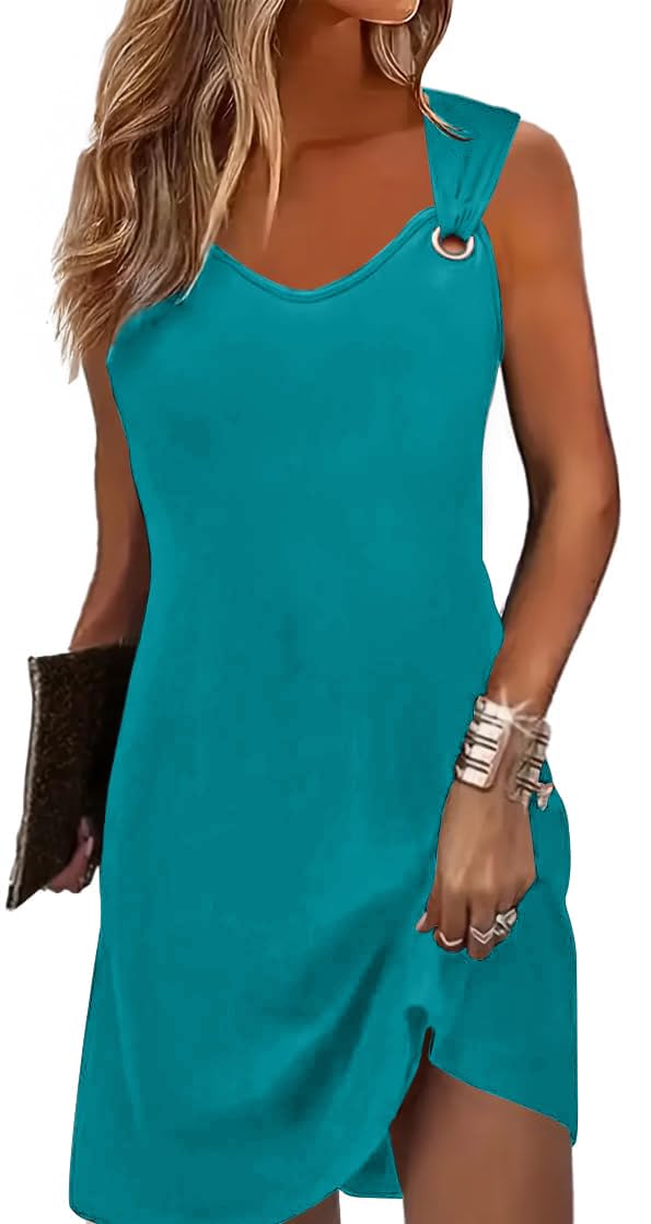 Summer Dresses for Women Sleeveless Casual Sundresses Loose Beach Cover Ups Trendy Tank Midi Sun Dress