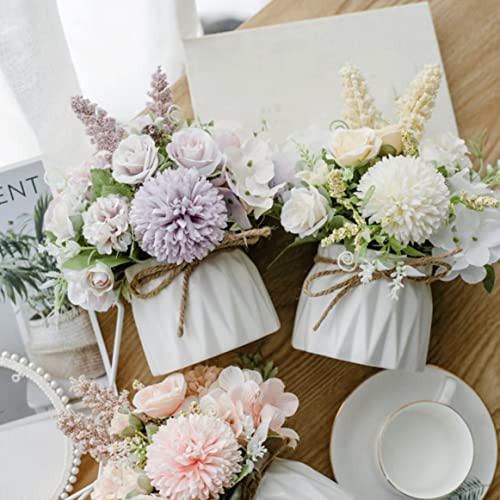 Hisow BP-4558 Artificial Flowers In Pot, Mini Artificial Flower Arrangements With Ceramic Vase thumb #2