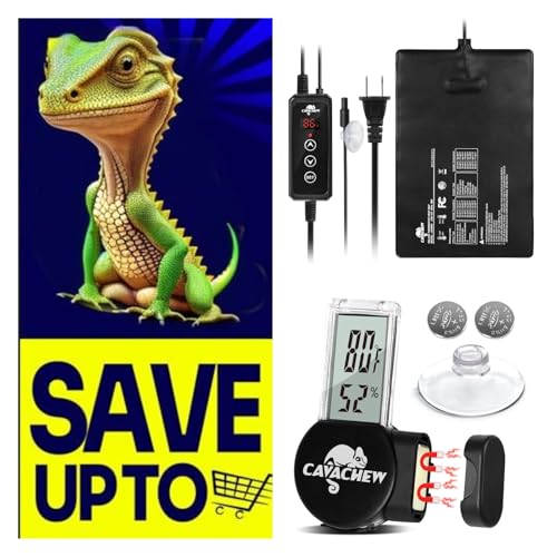 Tapete calefactor para reptiles con termómetro y higrómetro
