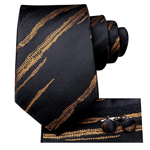 Image of Dubulle Mens Tie Set Solid Paisley Silk Striped Necktie for Men with Cufflinks Tie and Pocket Square