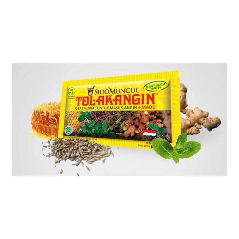 Tolak Angin Plus 12 Sachets 15ml - Boisson Traditionnelle Indonésienne - Mélange Plantes et Miel - Sachet Individuel Pratique Format Voyage