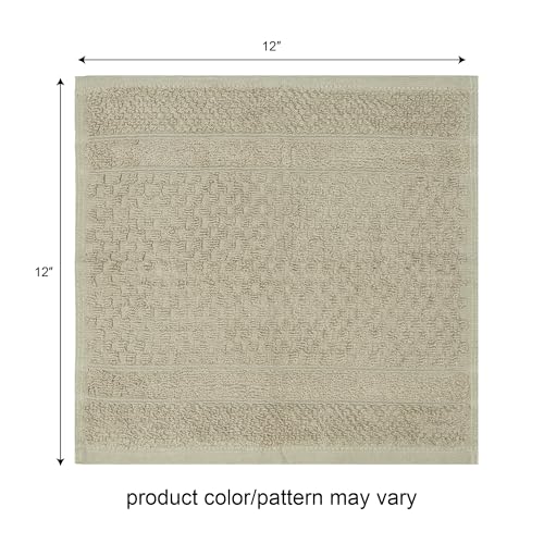 Image of PH Pleasant Home Diagonal Wash Cloths Set - 12 Pack (12 inch x 12 inch) - 509 GSM - 100% Ring Spun Cotton Wash Cloth - Super Soft and Highly Absorbent Face Towels (Maroon, White & Tan)