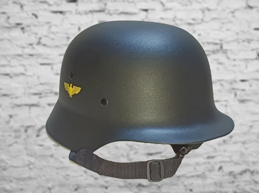 Classic Replica German Helmet WW2 M35 Plastic Army Helmet M1935 Built in Elastic Sponge, WWII M35 Black (Style 2)