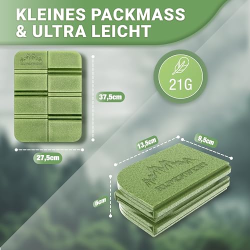 Alpenwert SITZKISSEN Outdoor Faltbar [2er Set] - Wasserdicht und Wetterfest, Ideal für Wandern, Picknick und Unterwegs, Leicht & Kompakt