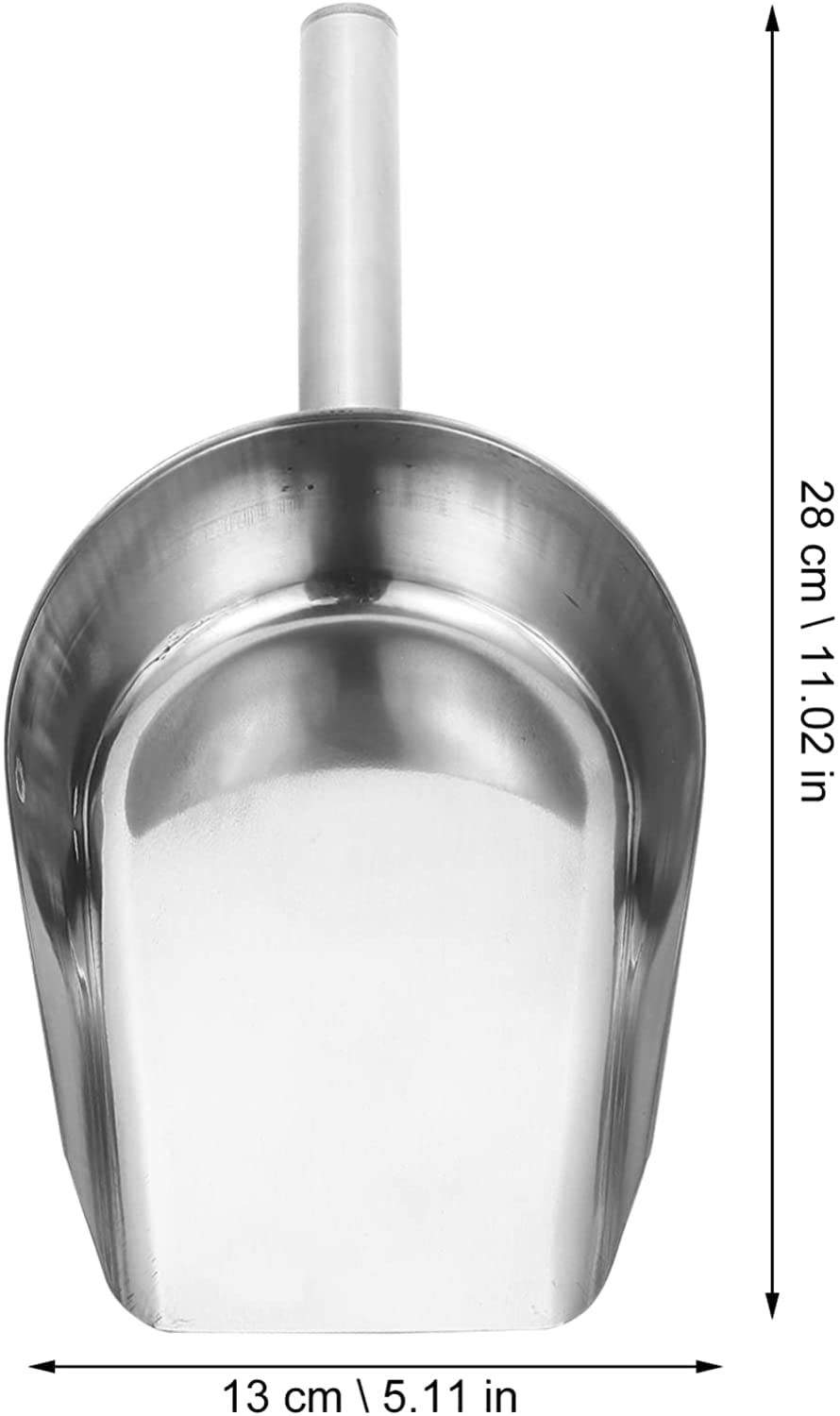 Kleine Terrarium-Eisschaufel, Lebensmittelmehl: Edelstahl-Eisschaufel mit flachem Boden, Eismehl, praktische Schaufel für Küche, Popcorn, Süßigkeiten, Kaffeebohnen, Silber, Kuchenbehälter (Silber 28