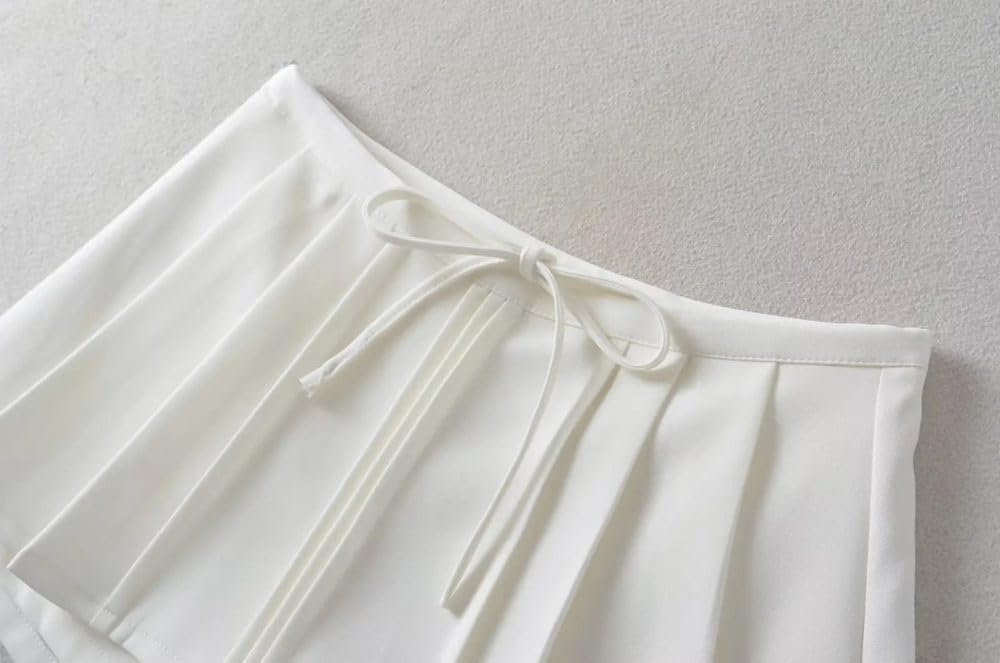SWEPER Jupe Courte Femme - Mini Short Cargo pour Femme, Jupe Décontractée, Slim, Taille Haute, À Lacets sur Le Devant, Été