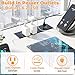 Cyclysio Gaming Desk with Hutch, 47'' Computer Desk with LED Lights & Power Outlets, Home Office Desk with Reversible 5 Tiers Storage Shelves & Monitor Stand, Small Gaming Table for Small Space, White