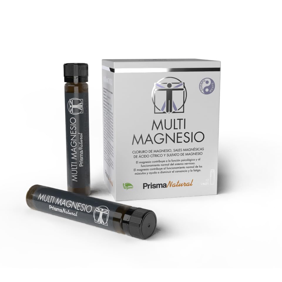 Prisma Natural - MULTIMAGNESIO | Rápida Absorción | Energía | Calambres musculares y recuperación | 4 tipos de magnesio | Formato bebible | 12 viales