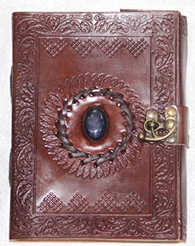 Leather Journal with Semi-Precious Stone & Buckle Closure Leather Diary Gift for Men and Women