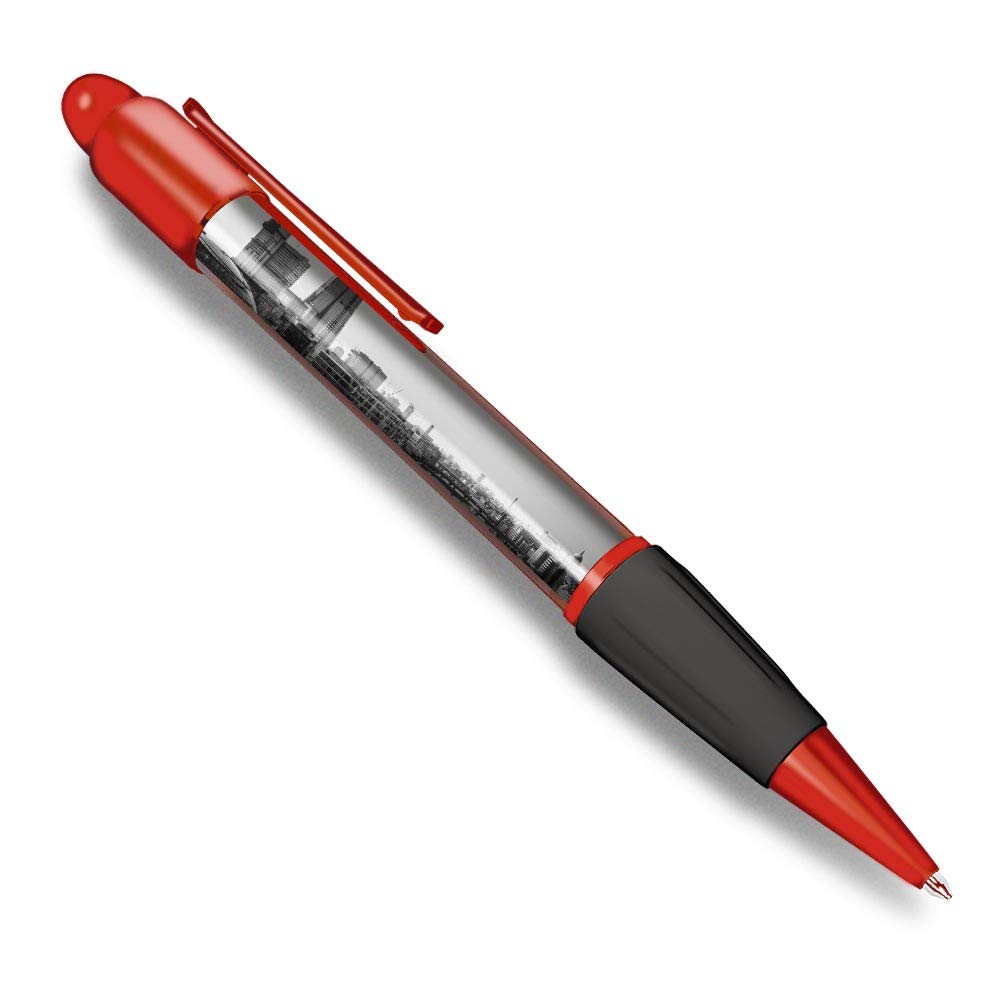 Destination Vinyl ltd Beautiful and comfortable Red Ballpoint Pen (Black Ink) BW - Thames Landscape London Shard #35498
