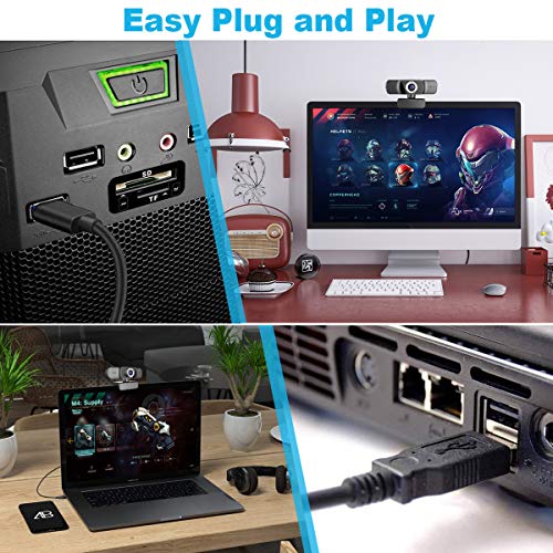 Full 1080P Webcam, Webcam with Microphone, Computer Camera for Calling, Conferencing, Live Streaming, Manual Focus Web Camera for PC, Laptops, and Desktop