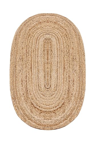 Ovaler Kilim-Teppich, 0,7 cm, natürliche Jute, 0,7 cm dick, handgewebt, für drinnen und draußen, Küche, Nachttisch, Eingang, oval