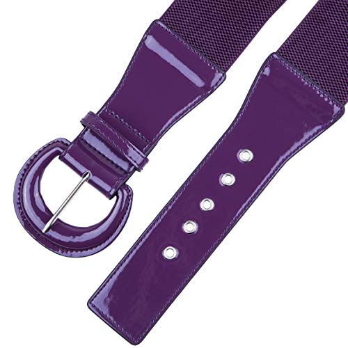 Samtree Vintage Wide Stretchy Cinch Belt For Women, Chunky Buckle Adjustable Elastic Waist Belt For Dresses, Purple #TOP2