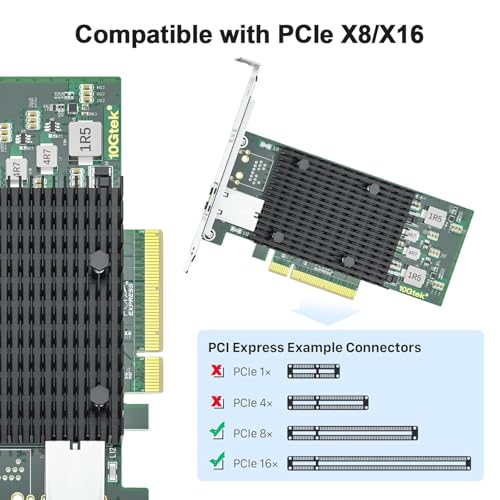 Tarjeta de Red 10Gb Intel X540-T1 Ethernet PCI-E NIC, Puerto RJ45 Único, Controlador Intel X540-BT1, Compatible con Windows Server, Linux y VMware miniatura 3