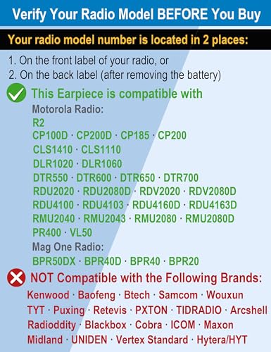 Image of commountain Earpiece Compatible with Motorola Radios R2, CP100D, CP200D (Pack of 2)