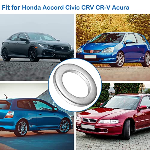 10 Pcs Aluminum Oil Drain Plug Gaskets Crush Washers Seals For Honda Accord Civic Crv Cr-V Acura Odyssey Pilot Fit Ridgeline Element,Replacement For The Part # 94109-14000, Used For Oil Change #TOP5