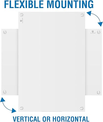 Miniatura 4 de TSJ OFFICE Pizarra de cristal de borrado en seco, 36 x 24 pulgadas, pizarra blanca magnética de vidrio brillante, montada en la pared, pizarra