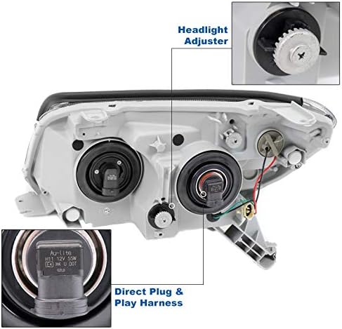 LED Tube Projector Headlights Headlamps Chrome Compatible with 2006-2009 Toyota 4Runner