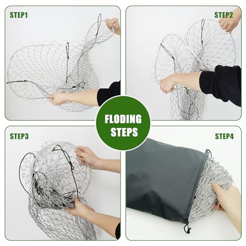 Portable Bridge and Pier Fishing Net with Rope Net, 32" Heavy-Duty Foldable Fishing Cast Nylon Mesh Drop Landing Net for Fishing Pier Crab by Sadoia - Image 7