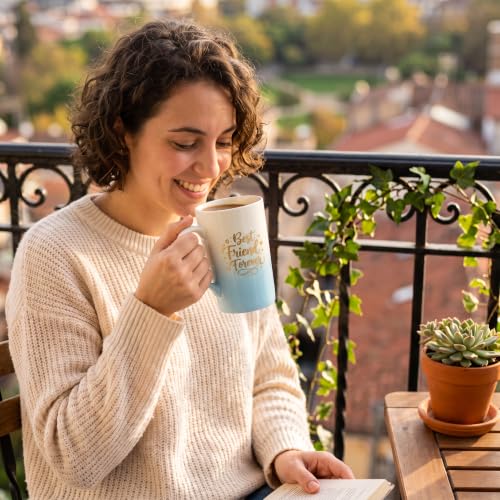 Image of ZAICUS Best Friend Forever Coffee Mug with Lid & Spoon, Ceramic Gift Mug | Perfect for Coffee, Tea & Daily Use | Perfect Friendship Gift | Home & Office Drinkware