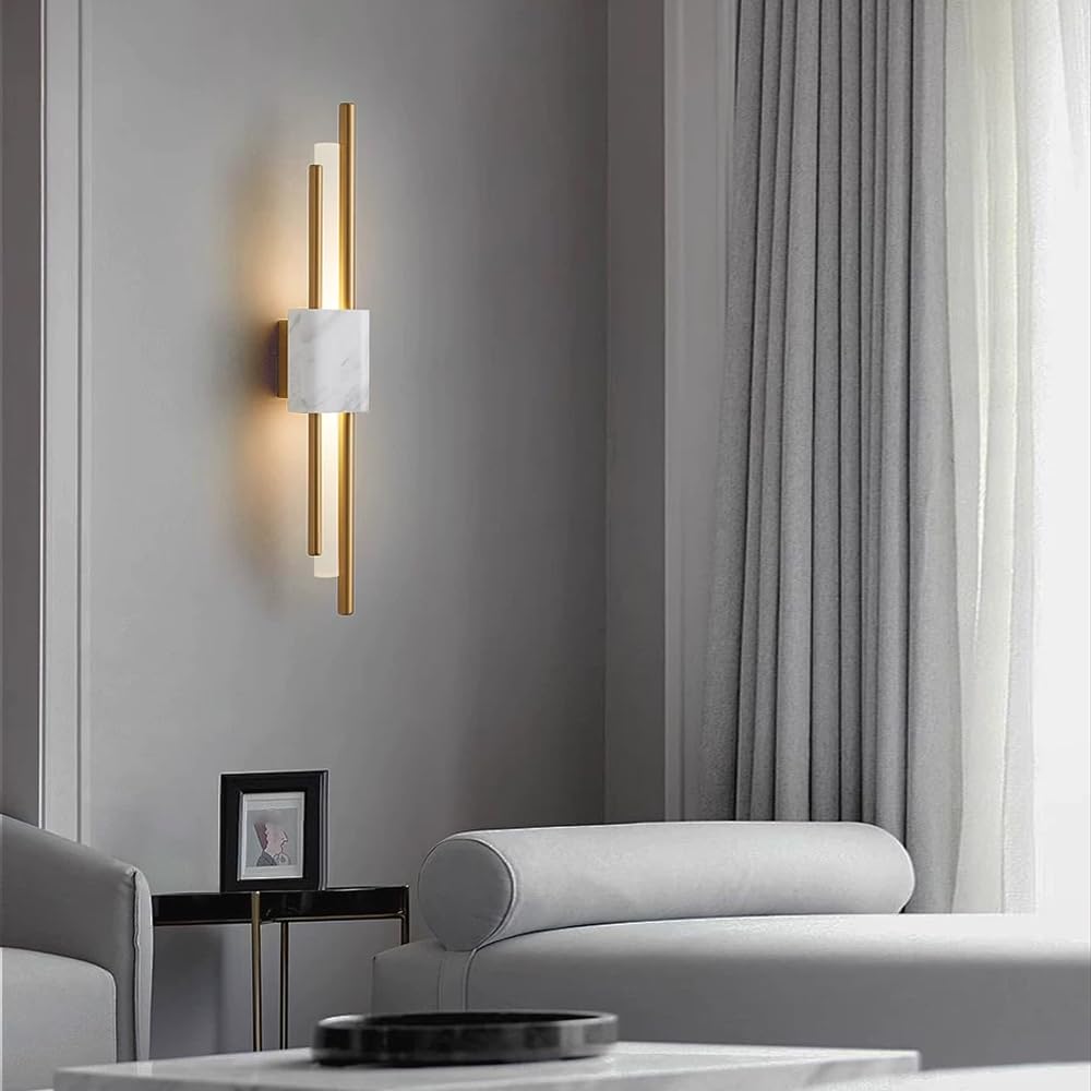 Applique da parete a LED in acrilico, lampada da parete in ferro in stile industriale nordico, applique da interno cablata in marmo naturale, apparecchi di illuminazione a parete per soggiorno