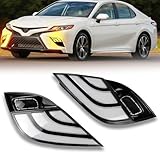 PGTOPONE Switchback White/Amber LED Front Fog Daytime Running Lamp w/Dynamic Flash LED Turn Signal light Feature For 2018-2020 Toyota Camry SE XSE TRD Accessories