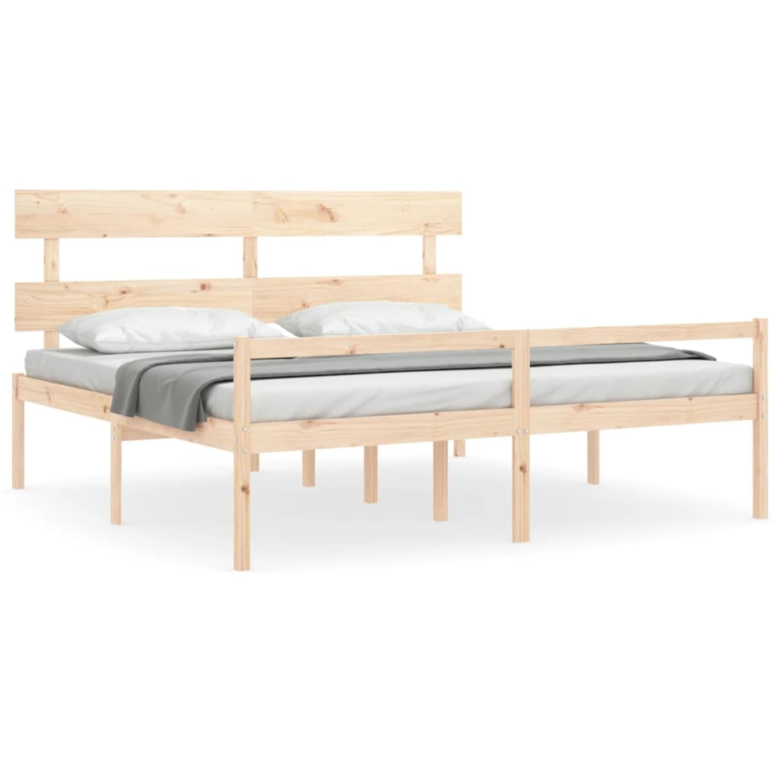 Homgoday Massives Kiefernholzbett 200x200 cm mit Stauraum, Seniorengerecht - 81 cm Höhe Model3195371
