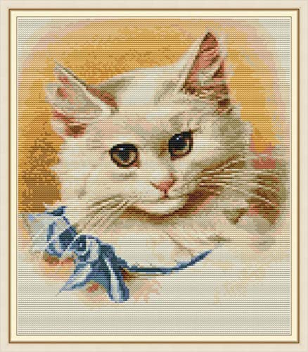Broderie diamant chat mignon décoration murale salon et chambre d'enfant 30x40cm