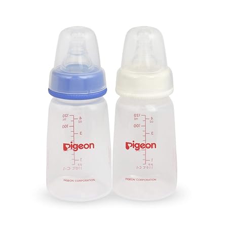 Pigeon Peristaltic Nursing Bottle Twin Pack Nipples (Blue/White) - 120 ml