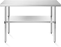 Vista 3 de KUTLER - Mesa de Acero Inoxidable de 24 x 48 Pulgadas, Mesa de Trabajo y Preparación Comercial NSF de Gran Resistencia con Estante Inferior