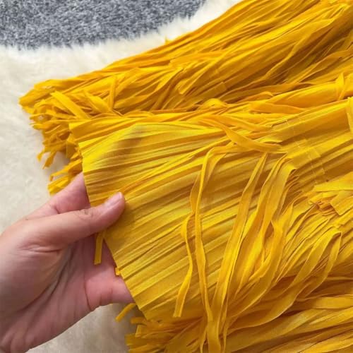 Women's Midi Skirt Vintage Elastic Waist Solid Layered Tassels Vacation Party Mid-Length Skirts2