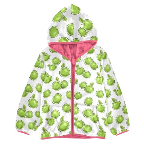 Green Apple Toddler Fleece Jacket Baby Girls Hooded Zipper Long Sleeve Thick Warm Outerwear 3-10 Years
