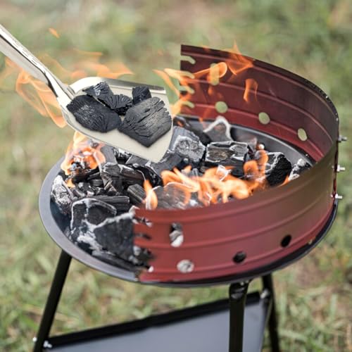 EMVANV Fireplace Ash Shovel, Long Handle Fire Pit Shovel, Pizza Oven Cleaner with Wooden Handle, Fireplace Trowel Charcoal Grill Ash Rake Gardening Fireplace Tools, for Household Camping Kicthen