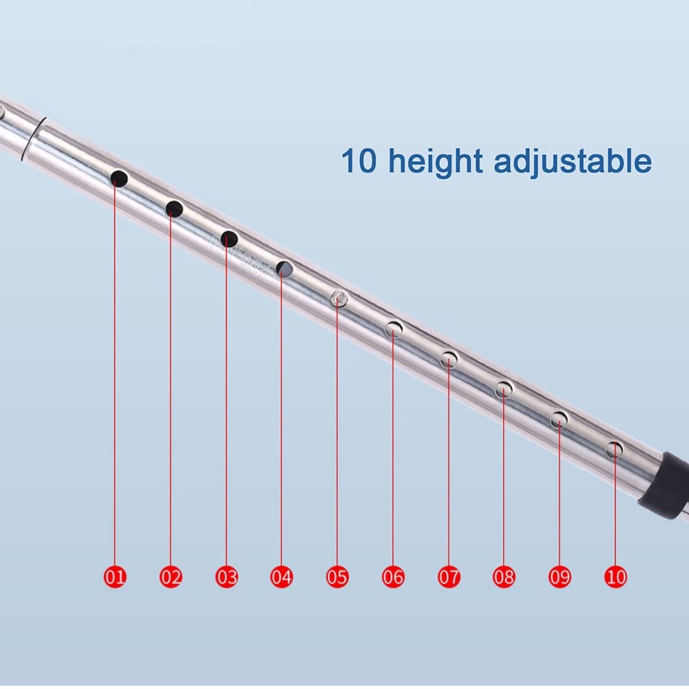 Stampelle Ascellari per Adulti, Stampelle da Passeggio Mediche Rimovibili, Altezza Regolabile a 10 velocità, Ammortizzazione a Molla, Altezza Applicabile 155~178 cm, 1 Paio