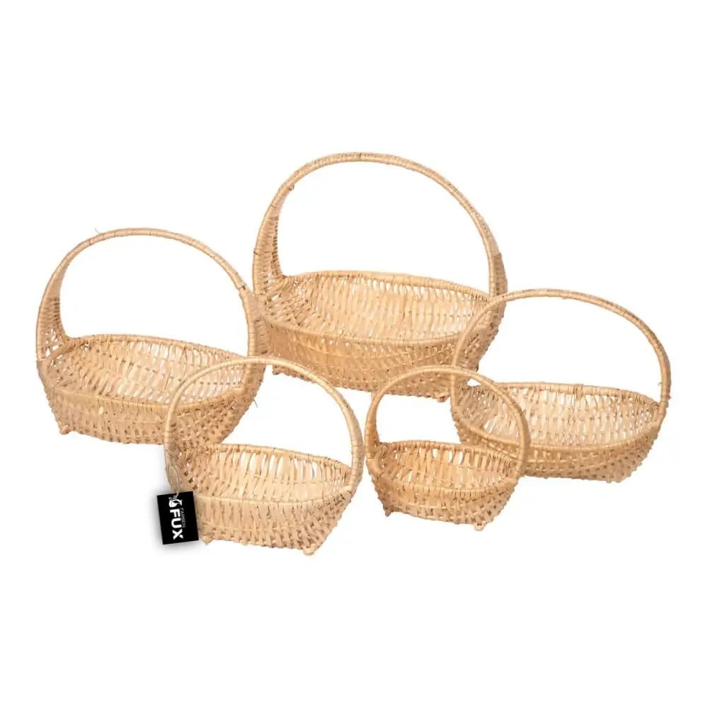 Geschenkkorb Set Weide hell geflochten Henkelkörbe 5er Pack Präsentkörbe